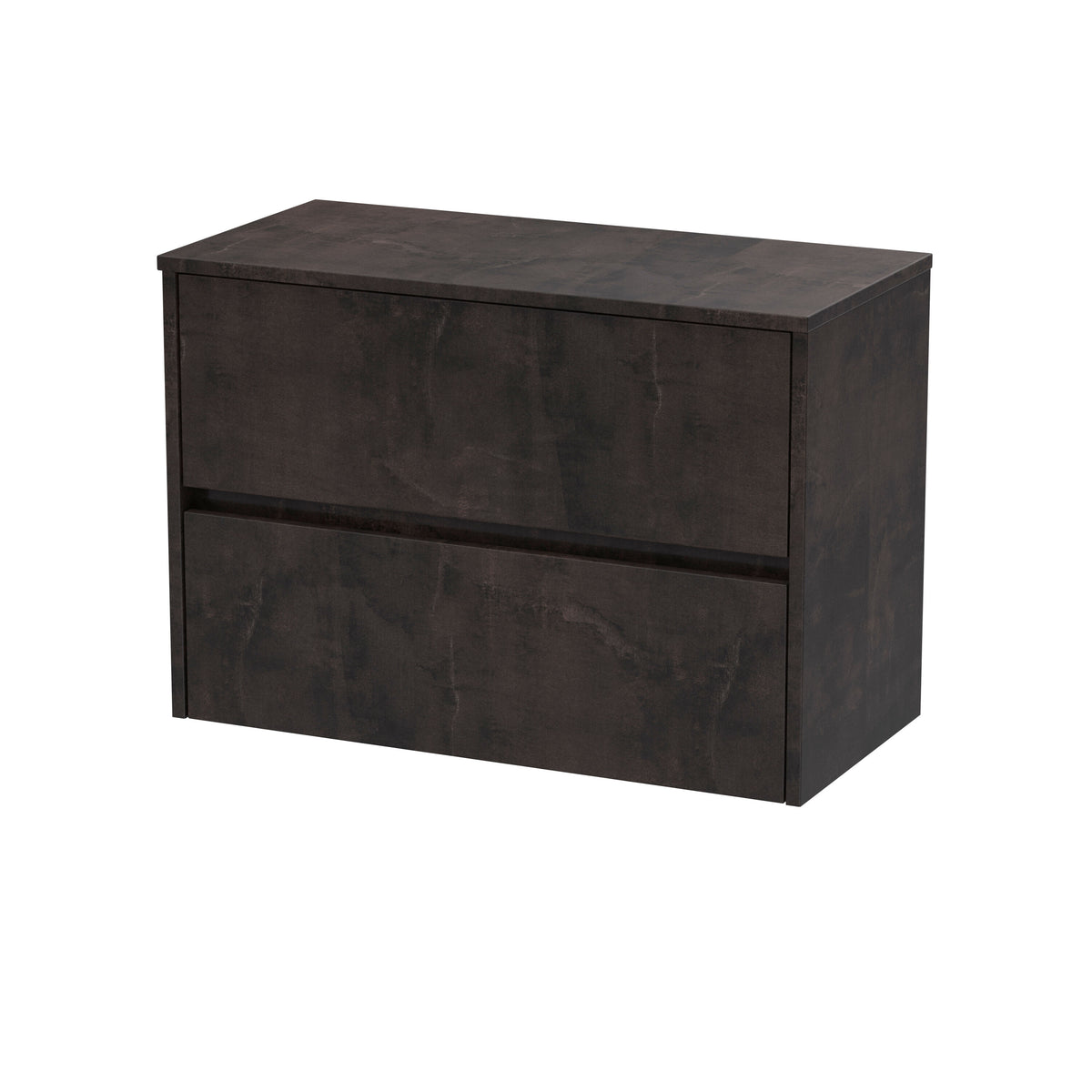 Modern Splash 800mm Metallic Slate 2 Drawer Wall Hung Vanity Unit With Co-ordinating Worktop