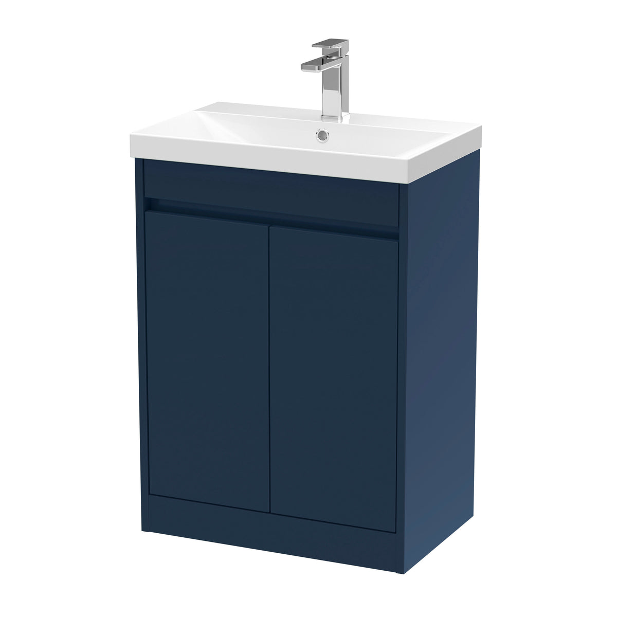 Modern Splash 600mm Indigo Blue 2 Door Floor Standing Vanity Unit With Thin-Edge Basin