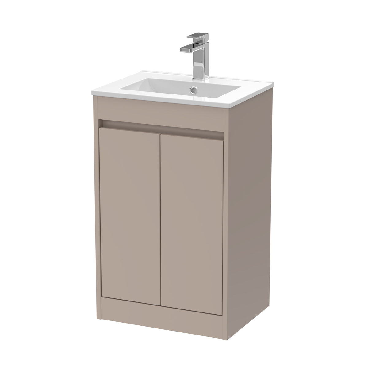 Modern Splash 500mm Soft Linen 2 Door Floor Standing Vanity Unit With Minimilist Basin
