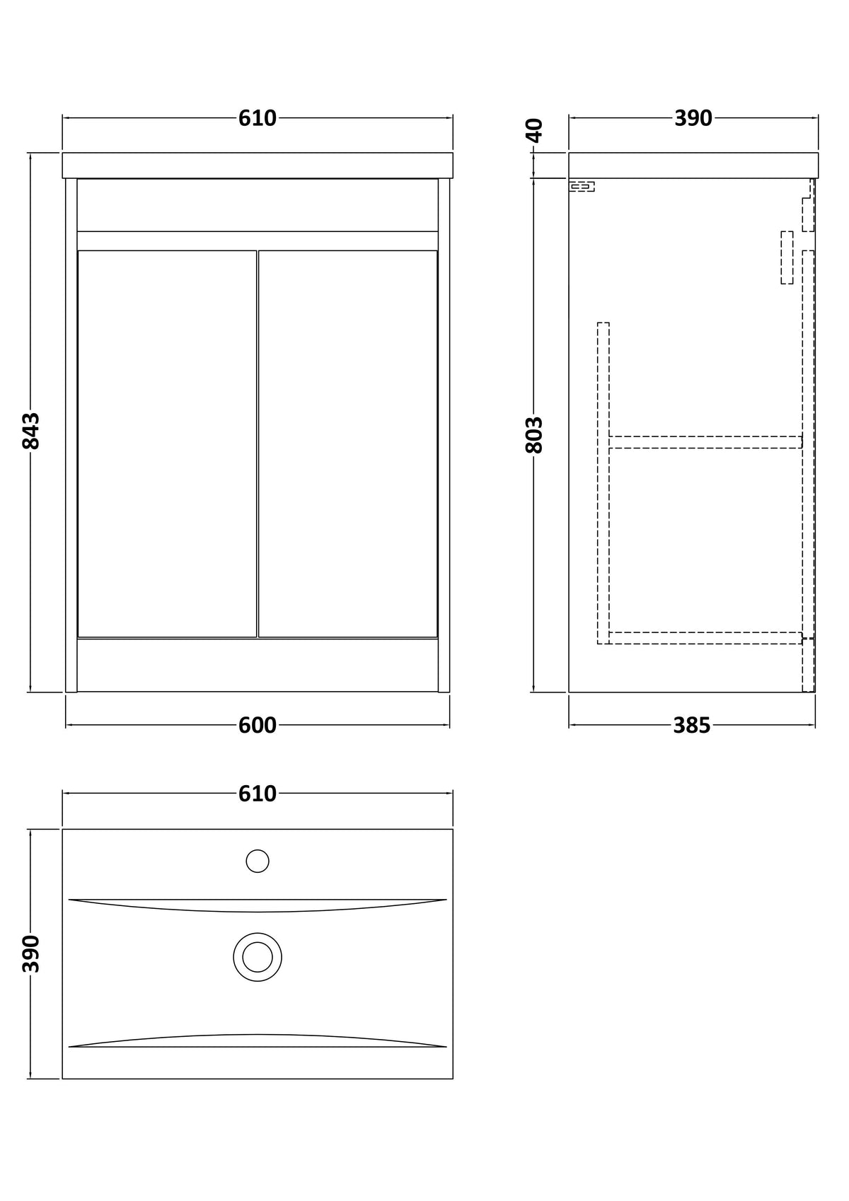 Modern Splash 600mm Soft Linen 2 Door Floor Standing Vanity Unit With Mid-Edge Basin