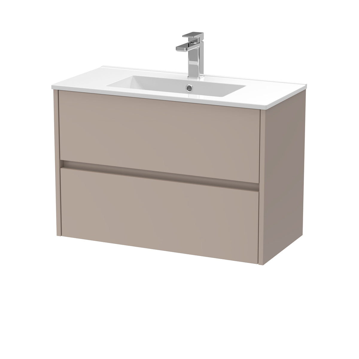 Modern Splash 800mm Soft linen 2 Drawer Wall Hung Vanity Unit With Minimalist Basin