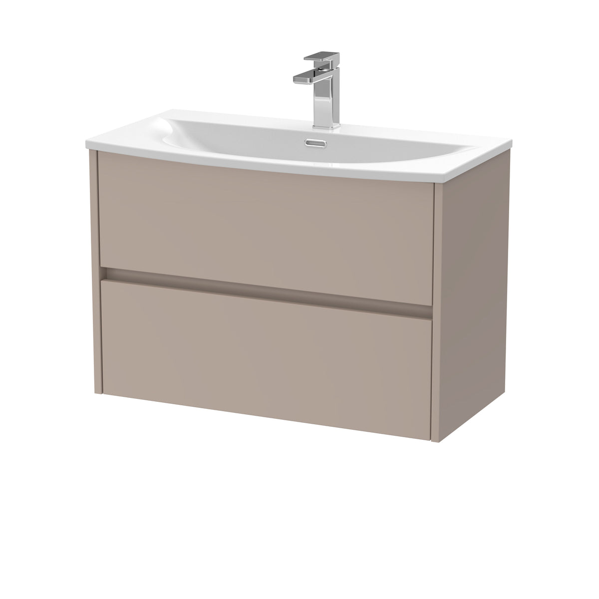 Modern Splash 800mm Soft linen 2 Drawer Wall Hung Vanity Unit With U-Shaped Curved Basin