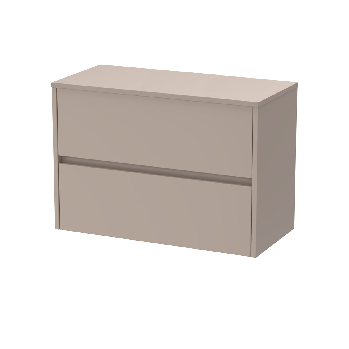 Modern Splash 800mm Soft linen 2 Drawer Wall Hung Vanity Unit With Co-ordinating Worktop