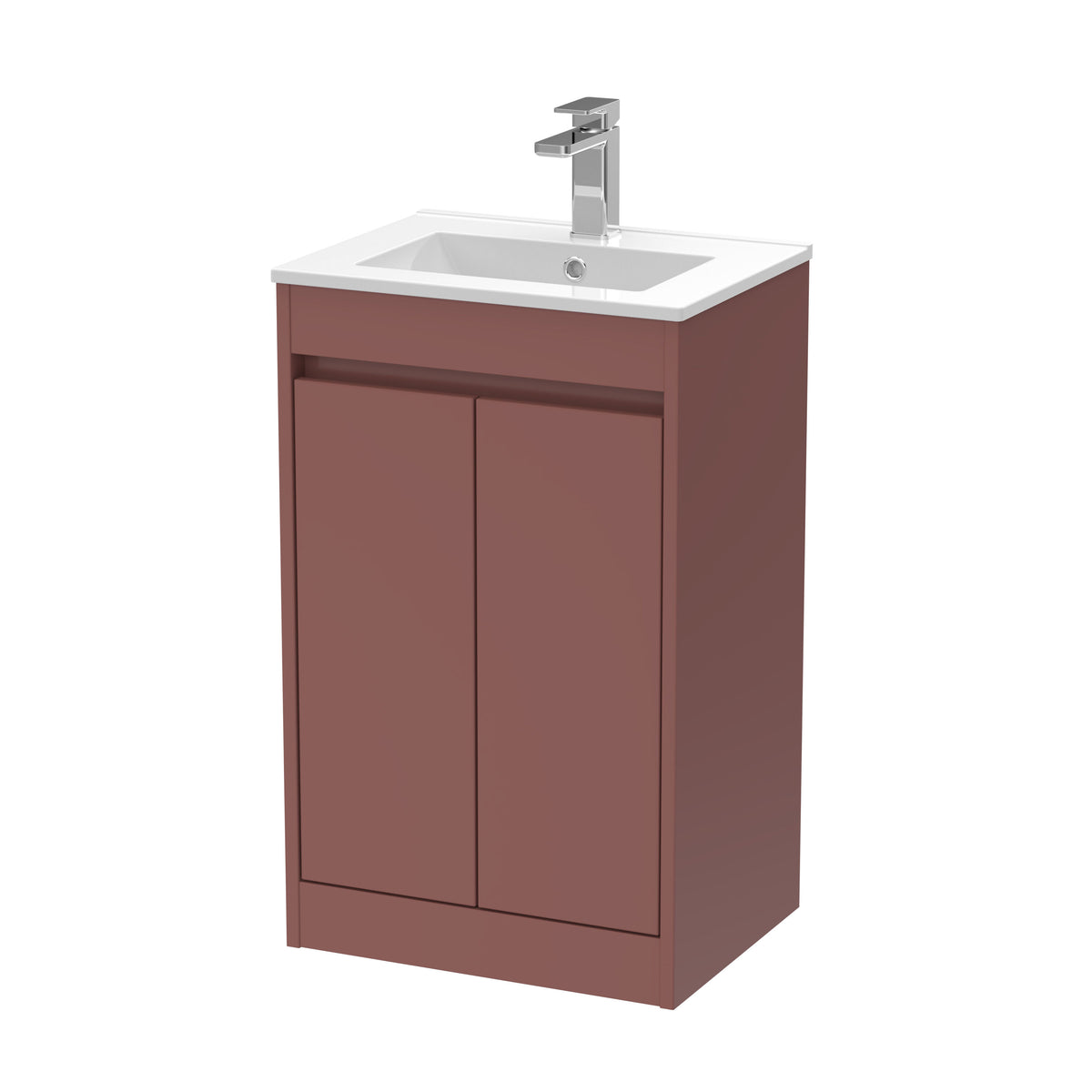 Modern Splash 500mm Smoked Red 2 Door Floor Standing Vanity Unit With Minimilist Basin