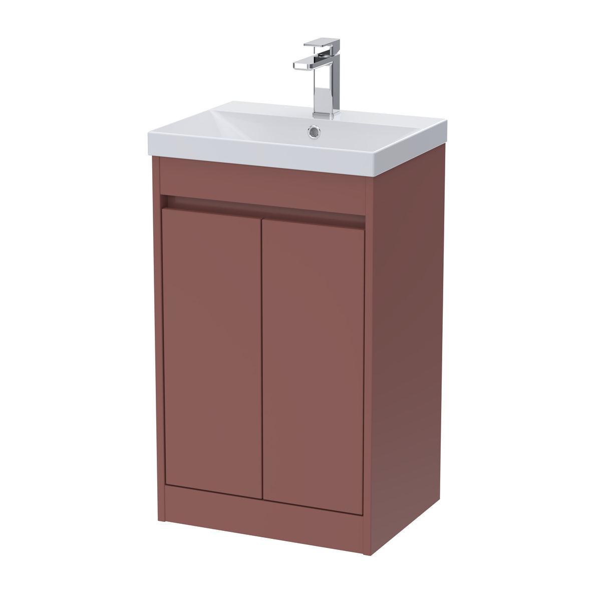 Modern Splash 500mm Smoked Red 2 Door Floor Standing Vanity Unit With Thin-Edge Basin