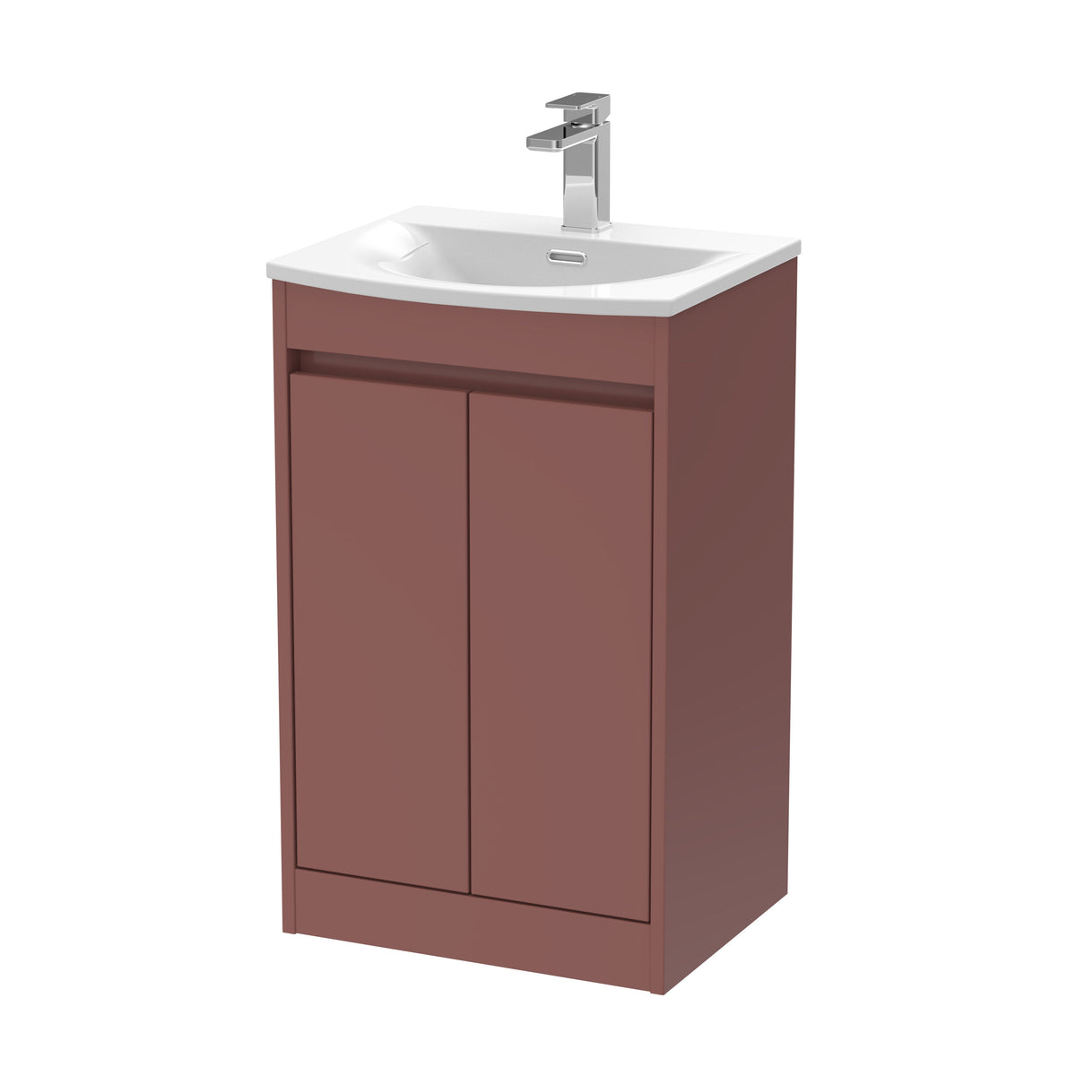 Modern Splash 500mm Smoked Red 2 Door Floor Standing Vanity Unit With Curved Basin