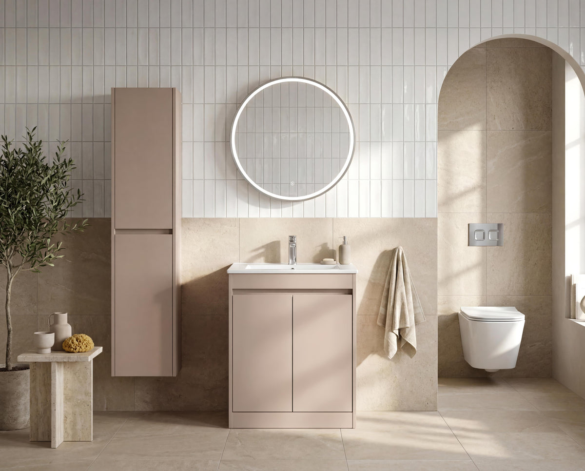 Modern Splash 600mm Smoked Red 2 Door Floor Standing Vanity Unit With Thin-Edge Basin