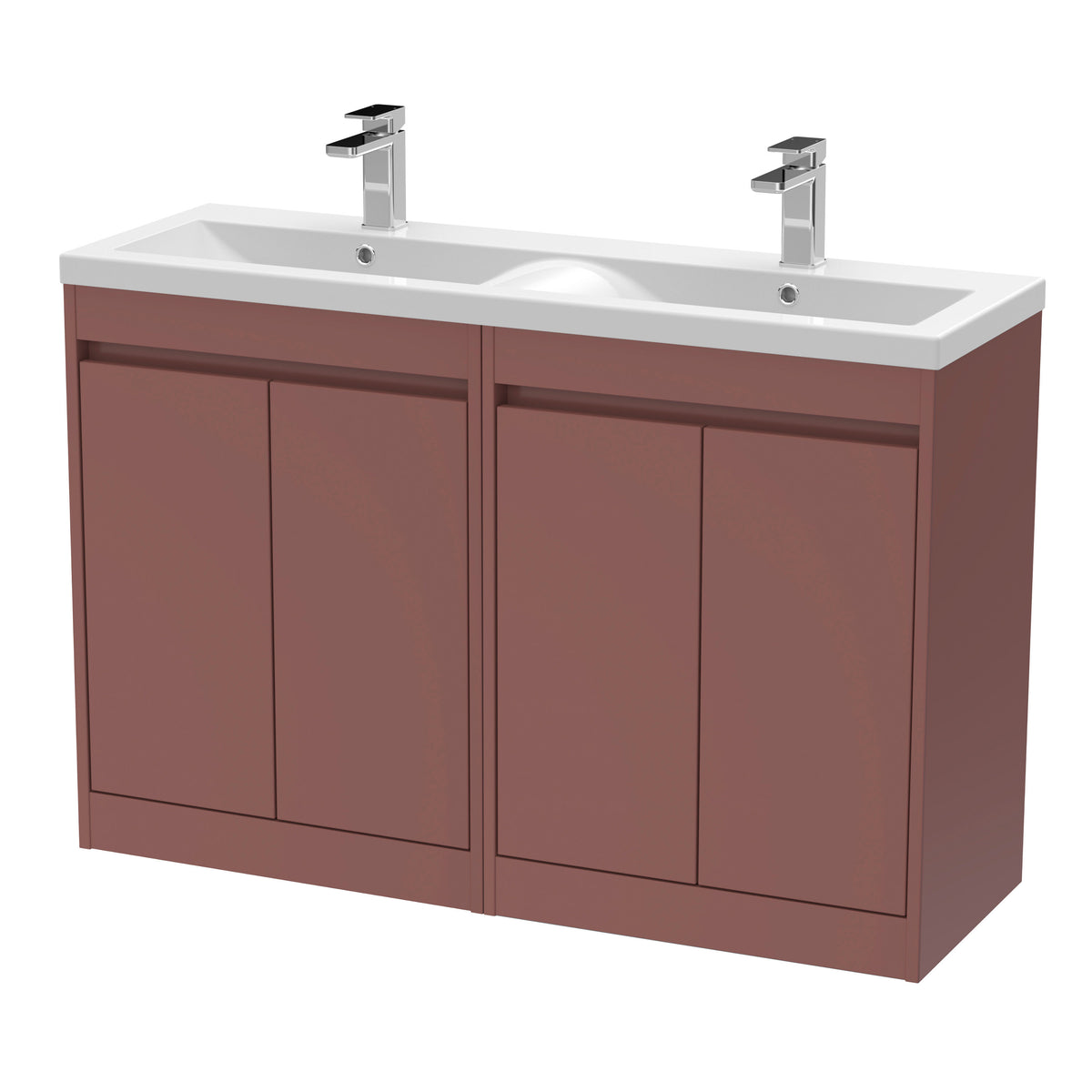Modern Splash 1200mm Smoked Red 4 Door Floor Standing Vanity Unit With Polymarble Basin