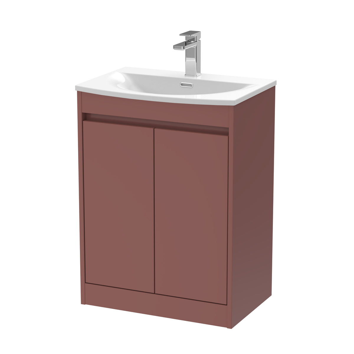 Modern Splash 600mm Smoked Red 2 Door Floor Standing Vanity Unit With Curved Basin