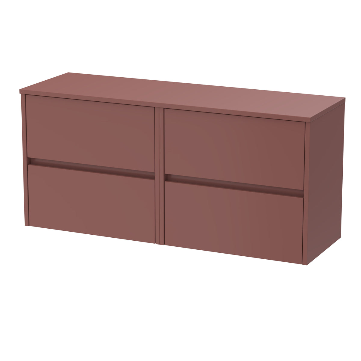 Modern Splash 1200mm Smoked Red 4 Drawer Wall Hung Vanity Unit With Co-ordinating Worktop