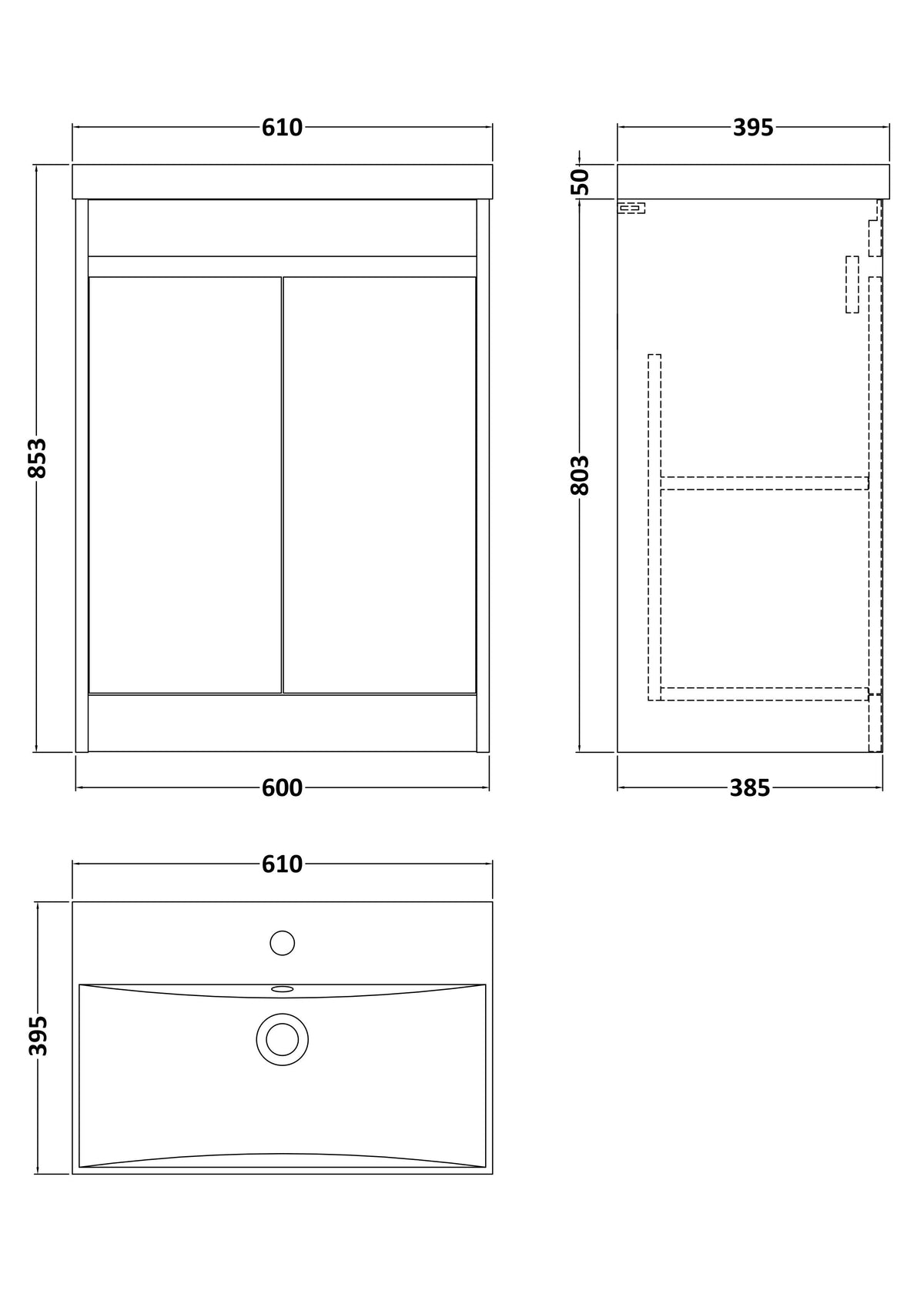 Modern Splash 600mm Autumn Oak 2 Door Floor Standing Vanity Unit With Thin-Edge Basin