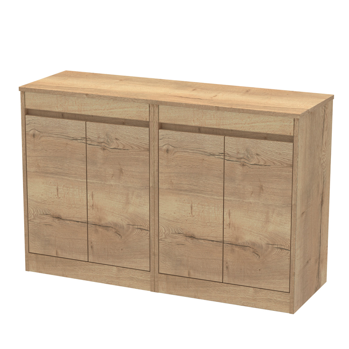Modern Splash 1200mm Autumn Oak 4 Door Floor Standing Vanity Unit With Co-ordinating Worktop