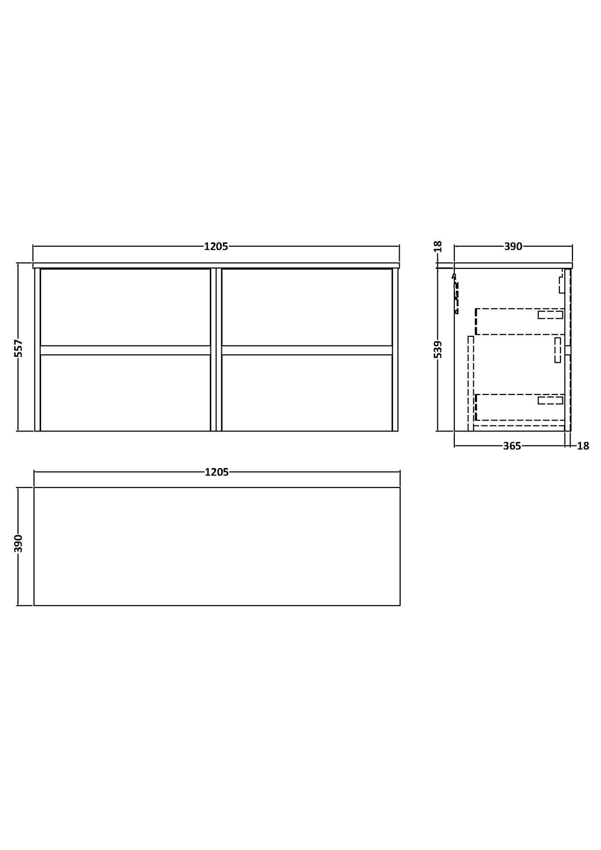 Modern Splash 1200mm Autumn Oak 4 Drawer Wall Hung Vanity Unit With Autumn Oak Worktop