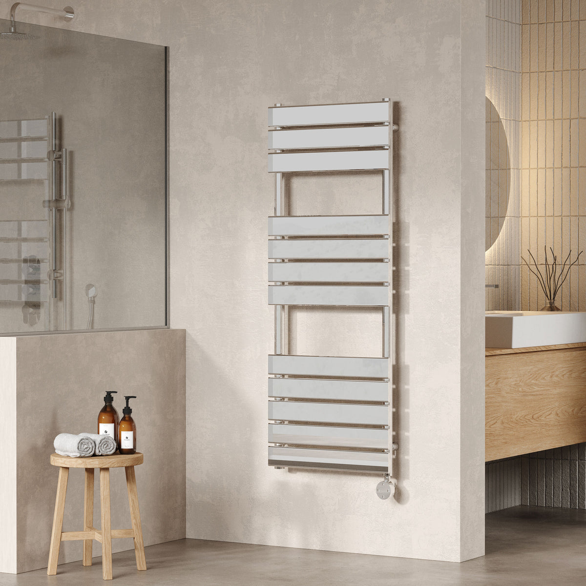 Chrome 1213mm x 500mm Vertical Electric Heated Towel Rail