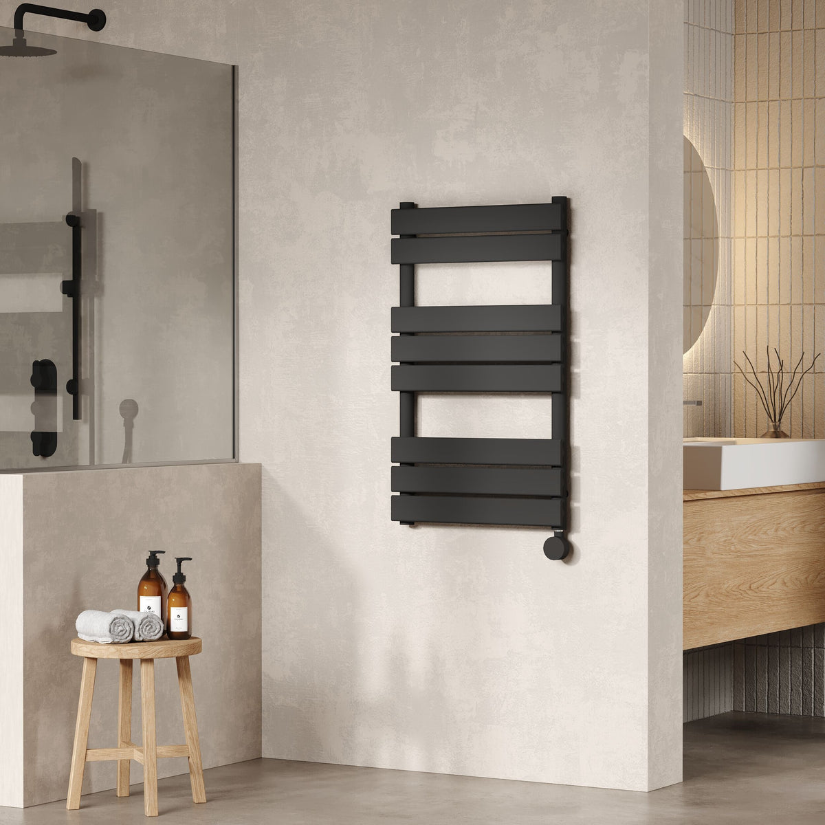 Matt Black 840mm x 500mm Vertical Electric Heated Towel Rail
