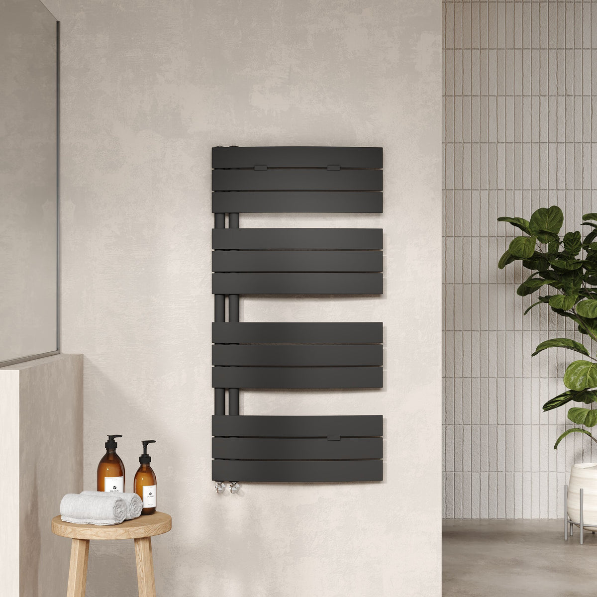 Matt Black 1213mm x 500mm Vertical Electric Heated Towel Rail