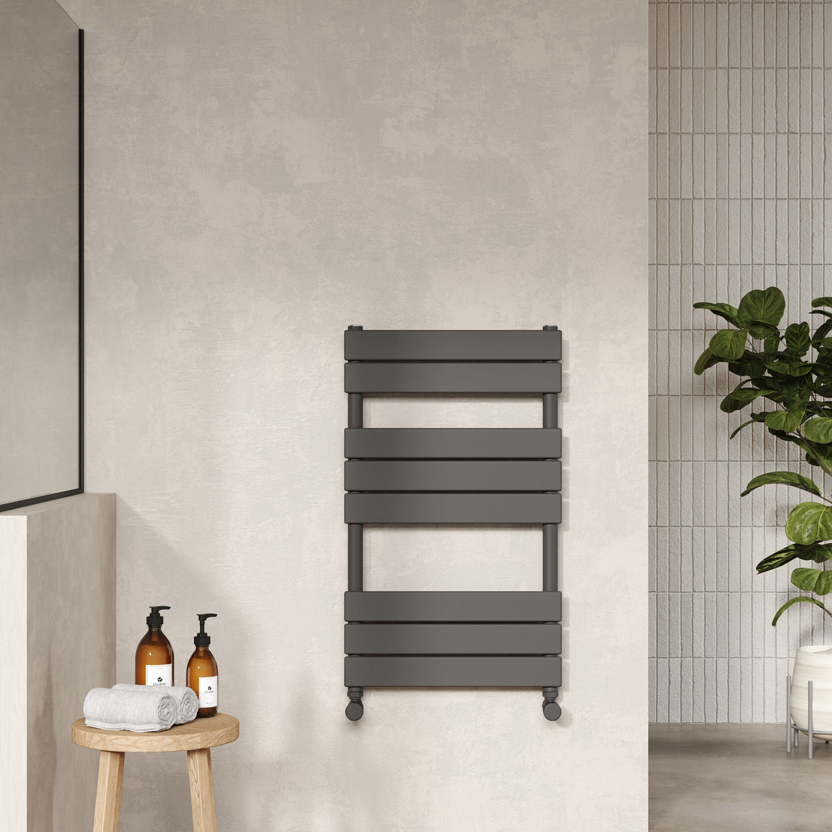 Piazza Anthracite 840mm x 500mm Vertical Heated Towel Rail