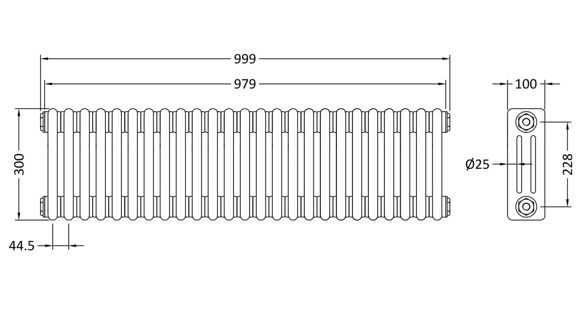 Colosseum White 1000mm x 300mm Vertical Column Radiator