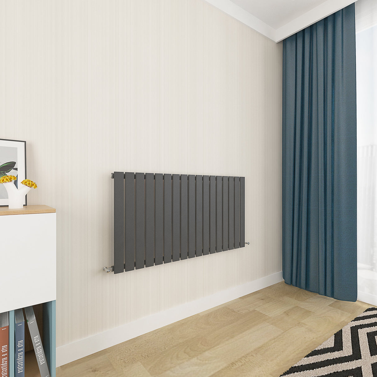 Modern Splash Flat Panel Anthracite Radiator Horizontal 600x1156mm Single