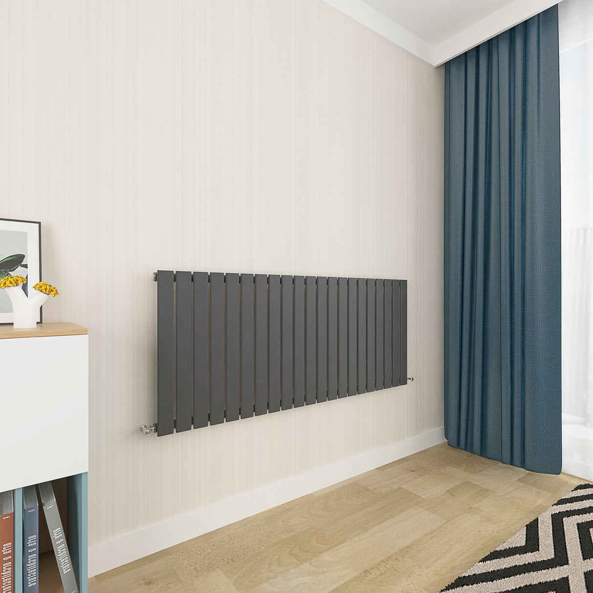 Modern Splash Flat Panel Anthracite Radiator Horizontal 600x1428mm Single