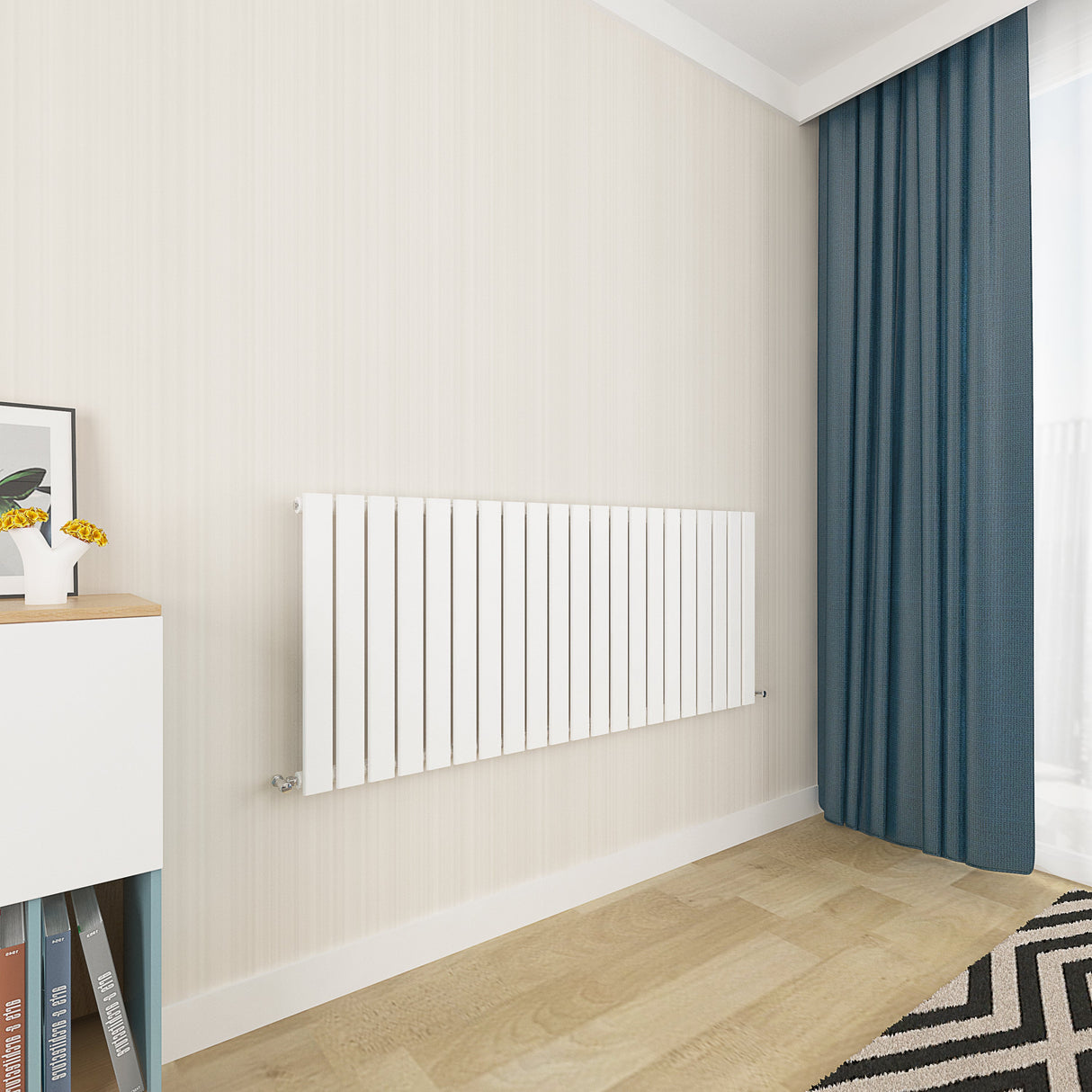 Modern Splash Flat Panel White Radiator Horizontal 600x1428mm Single