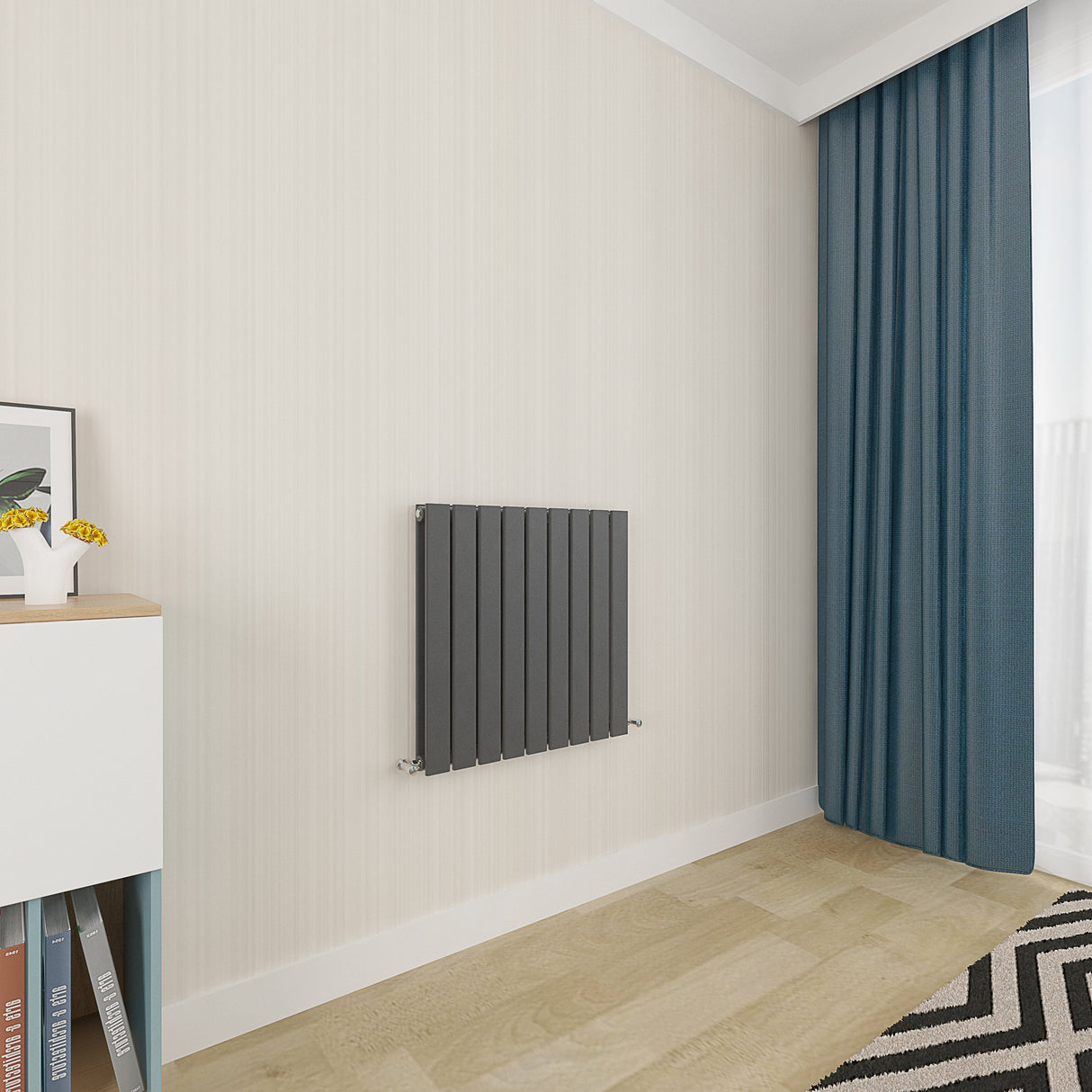Modern Splash Flat Panel Anthracite Radiator Horizontal 600x612mm Double Panels