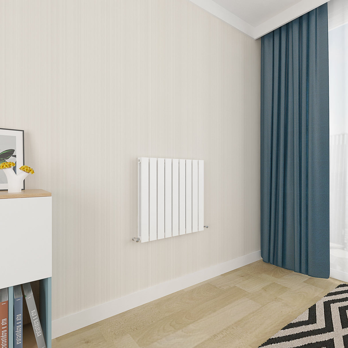 Modern Splash Flat Panel White Radiator Horizontal 600x612mm Double Panels