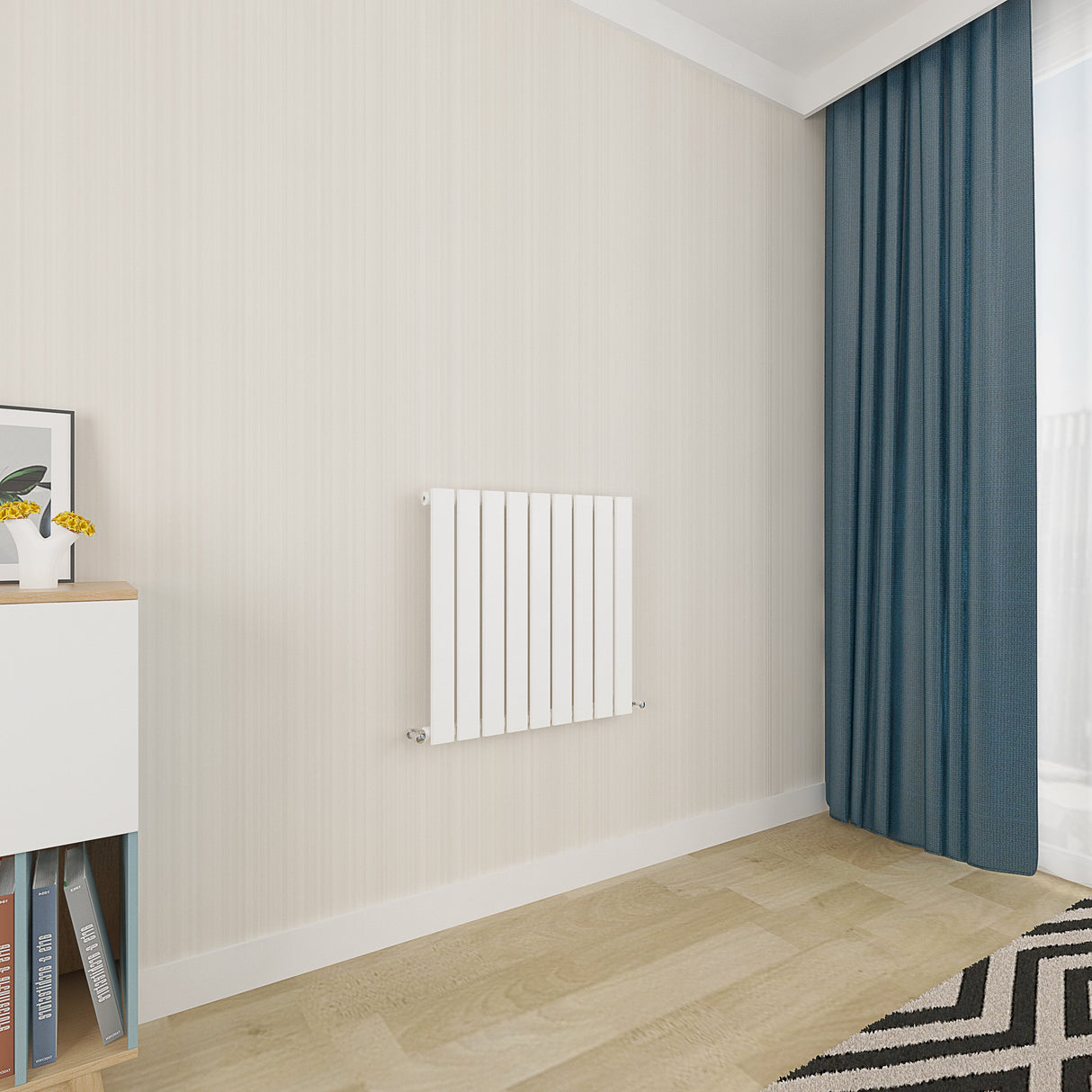 Modern Splash Flat Panel White Radiator Horizontal 600x612mm Single Panel