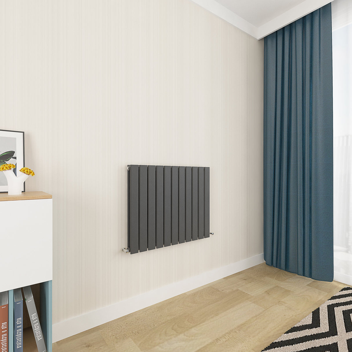 Modern Splash Flat Panel Anthracite Radiator Horizontal 600x748mm Double