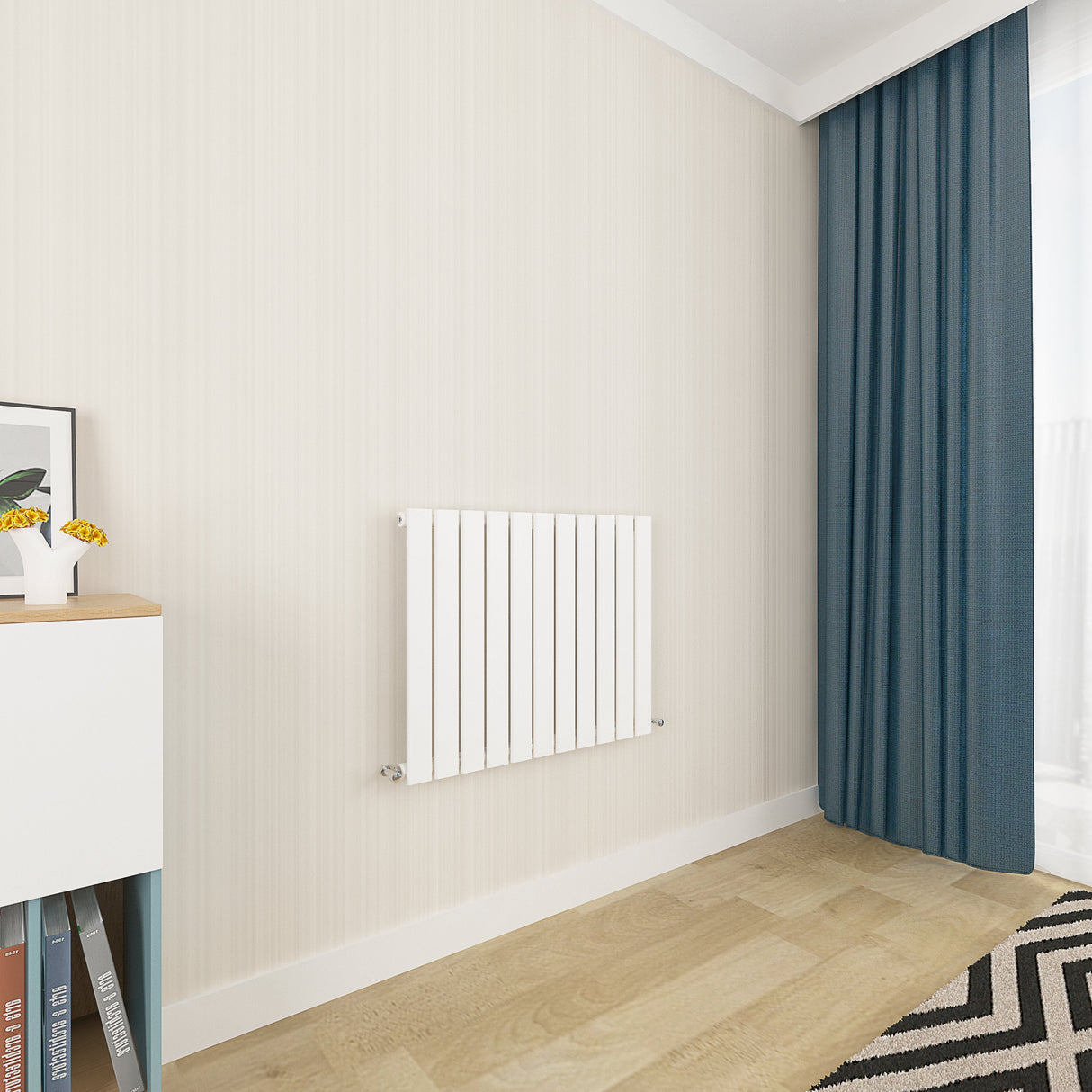 Flat Panel White Radiator Horizontal 600x748mm 1 Panel
