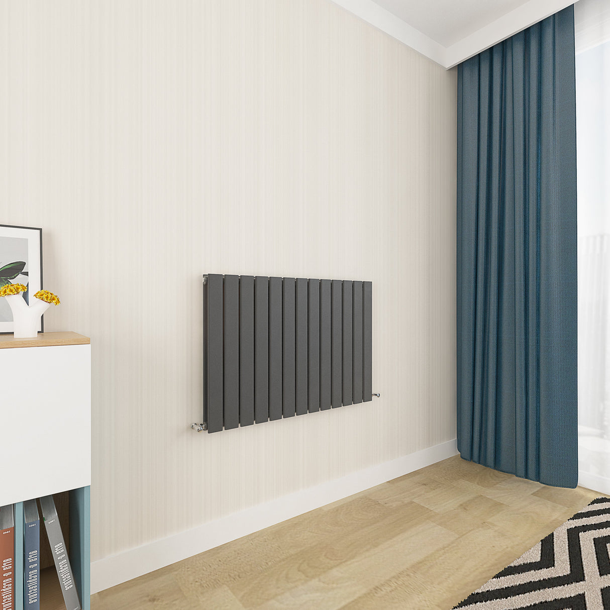 Modern Splash Flat Panel Anthracite Radiator Horizontal 600x884mm Double