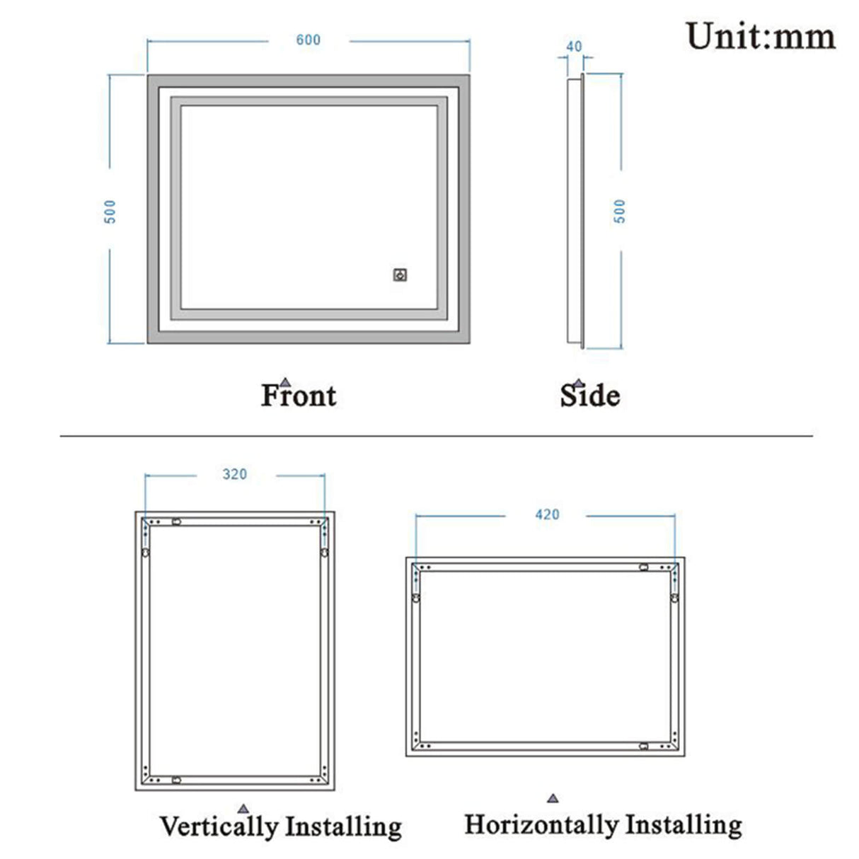 Modern Splash LED Rectangle Mirror-BM-1401C