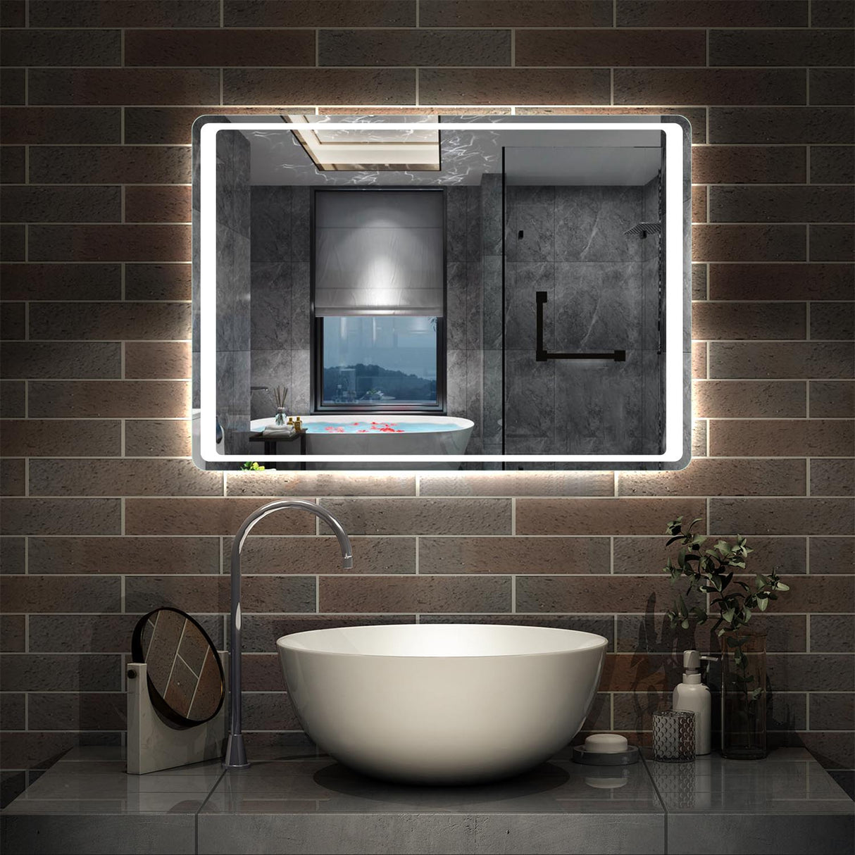 Modern Splash LED Rectangle Mirror