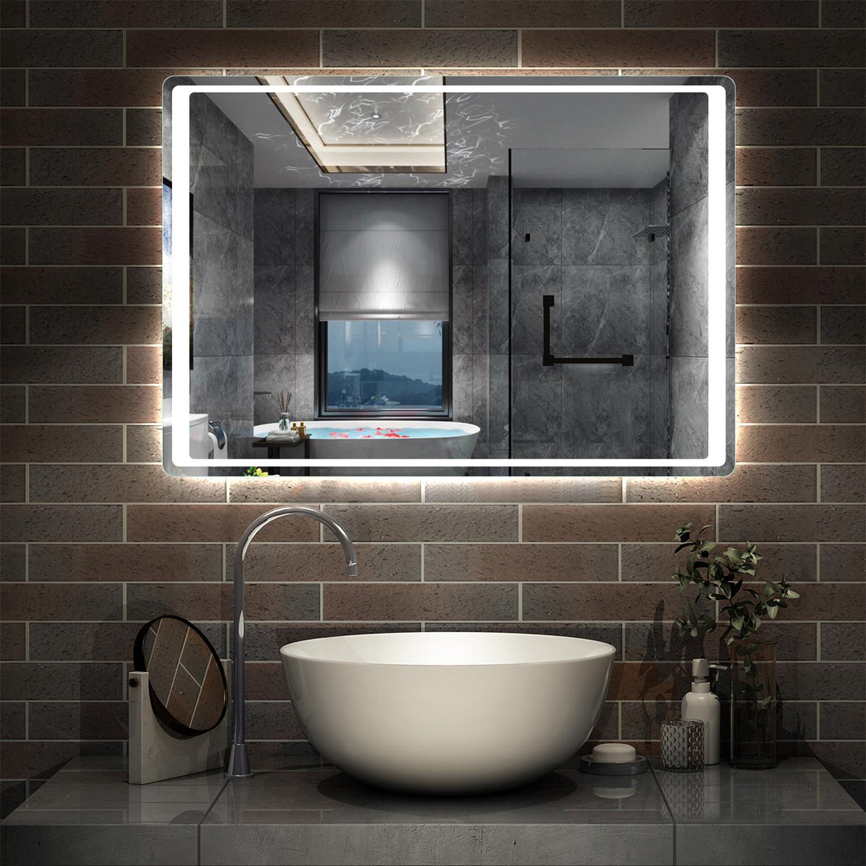 Modern Splash LED Rectangle Mirror