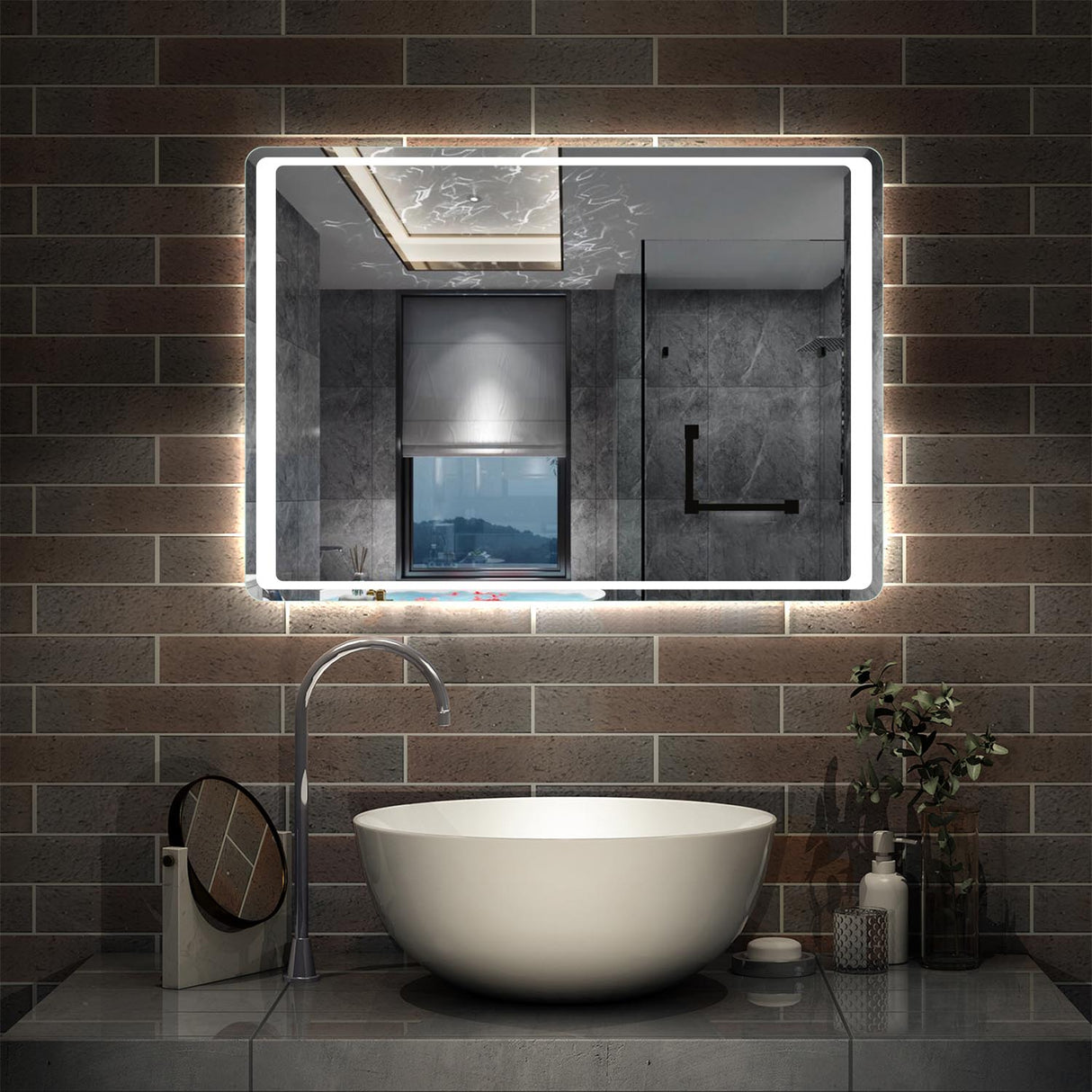 Modern Splash LED Rectangle Mirror