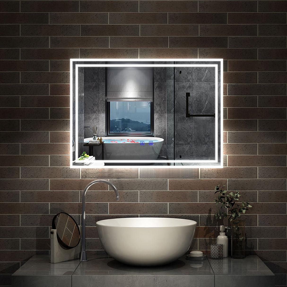 Modern Splash LED Rectangle Mirror