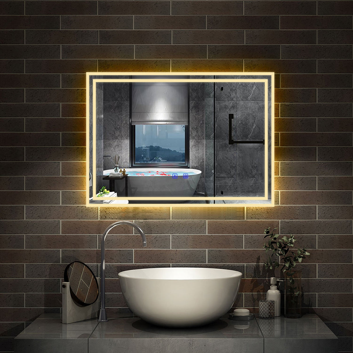 Modern Splash LED Rectangle Mirror