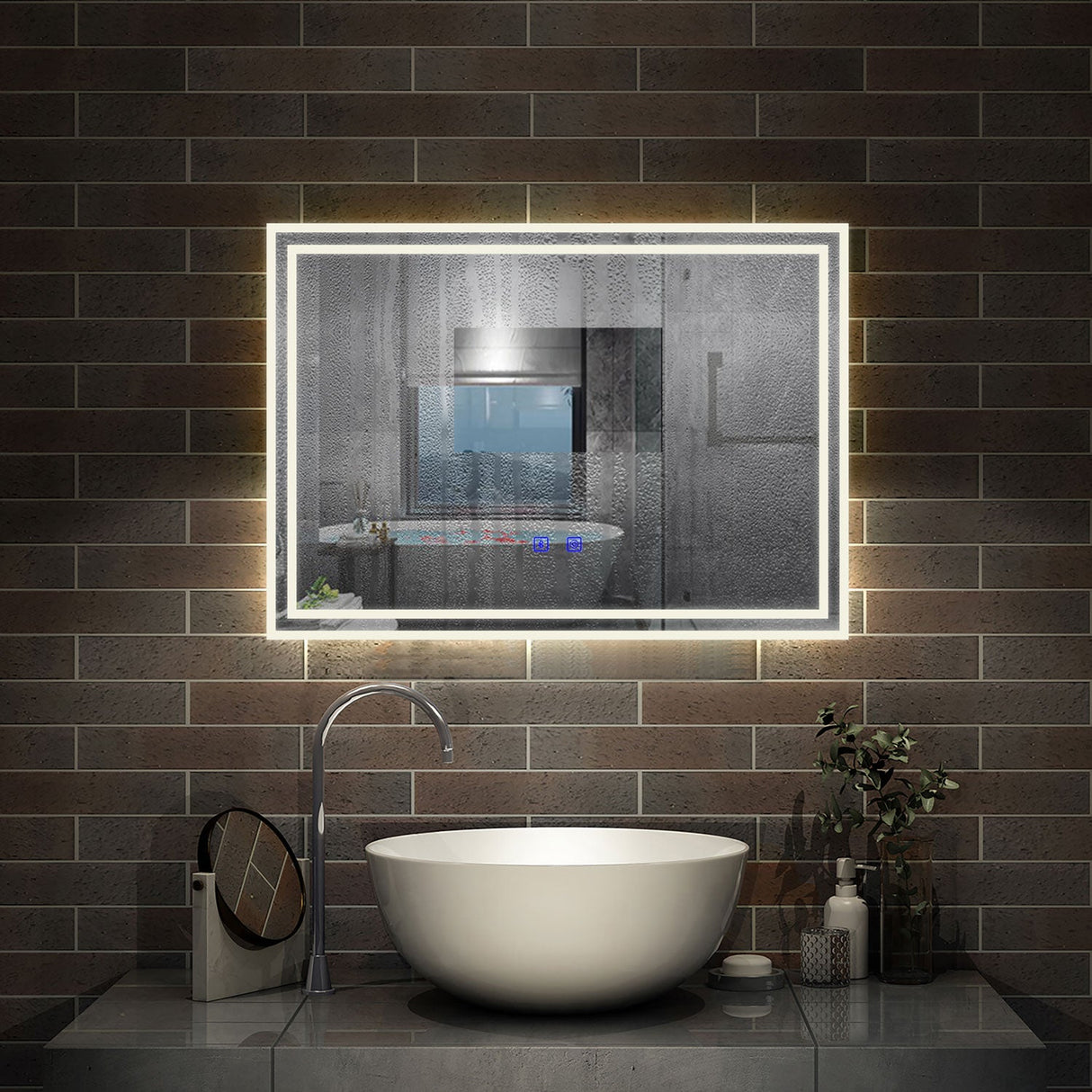 Modern Splash LED Rectangle Mirror