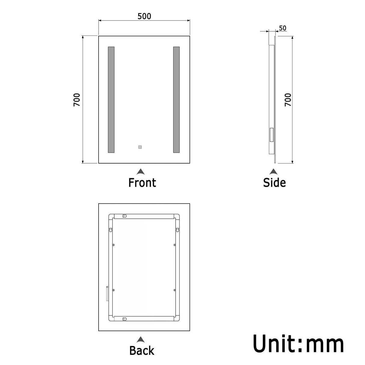 Modern Splash LED Rectangle Mirror