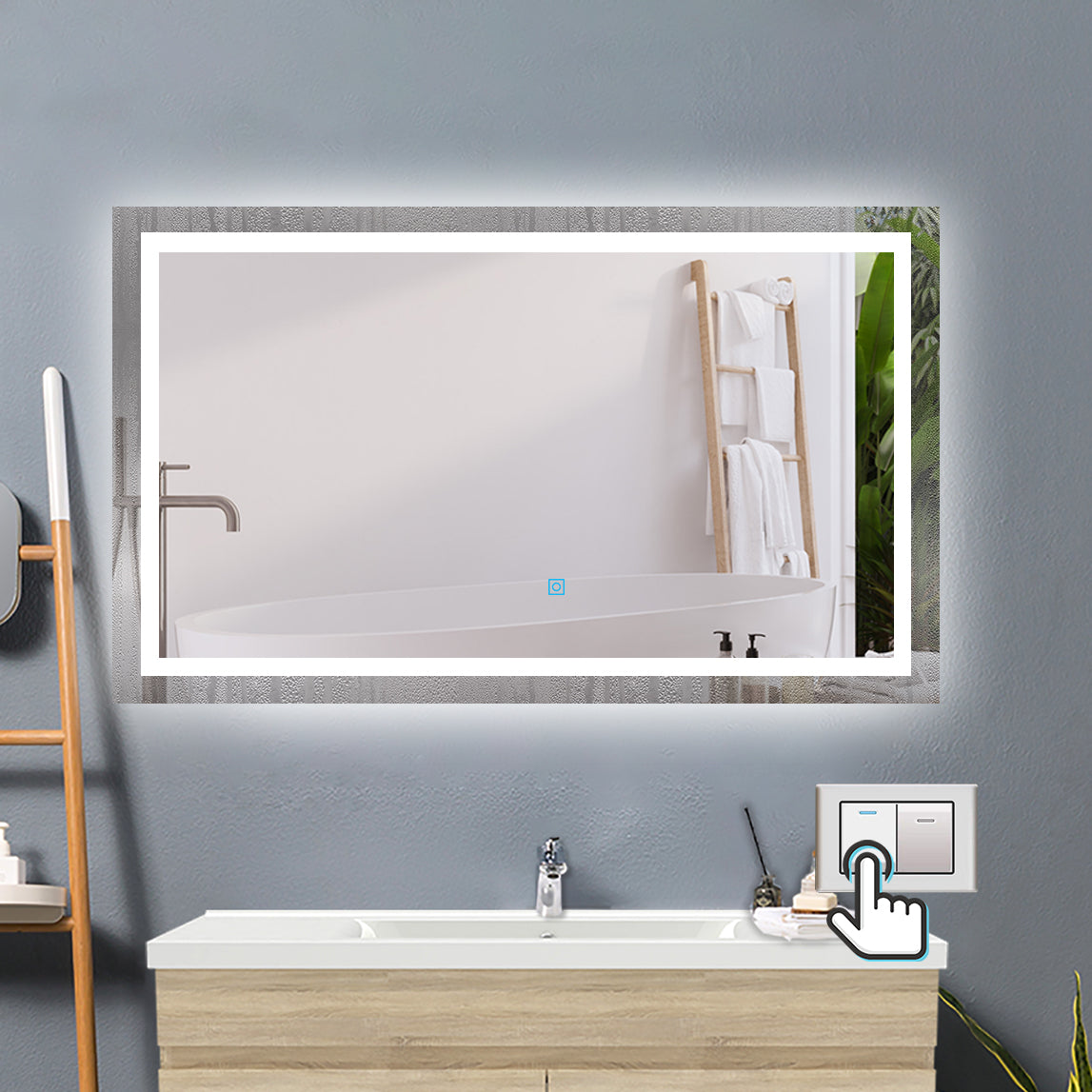 Modern Splash LED Rectangle Mirror