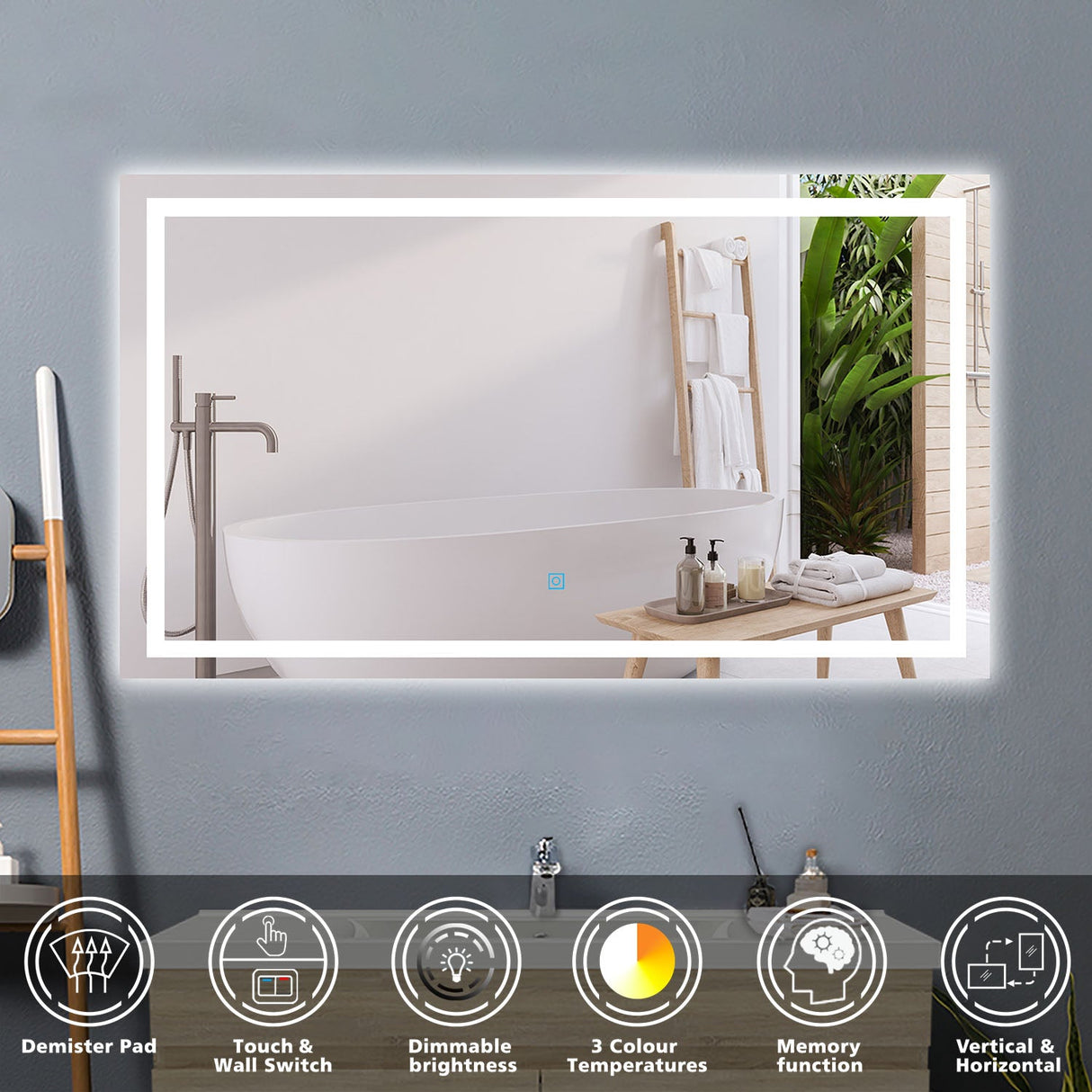 Modern Splash LED Rectangle Mirror