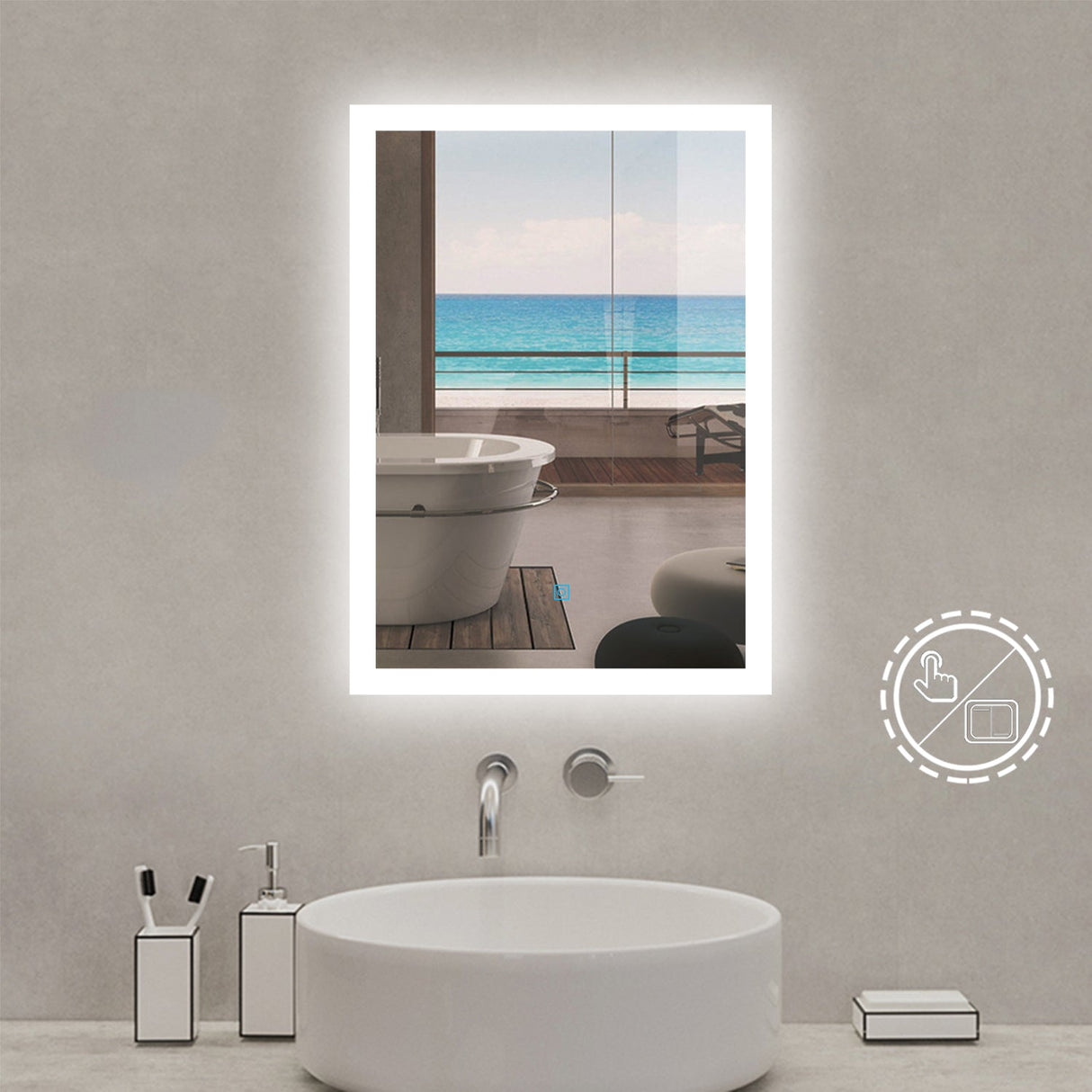 Modern Splash LED Rectangle Mirror