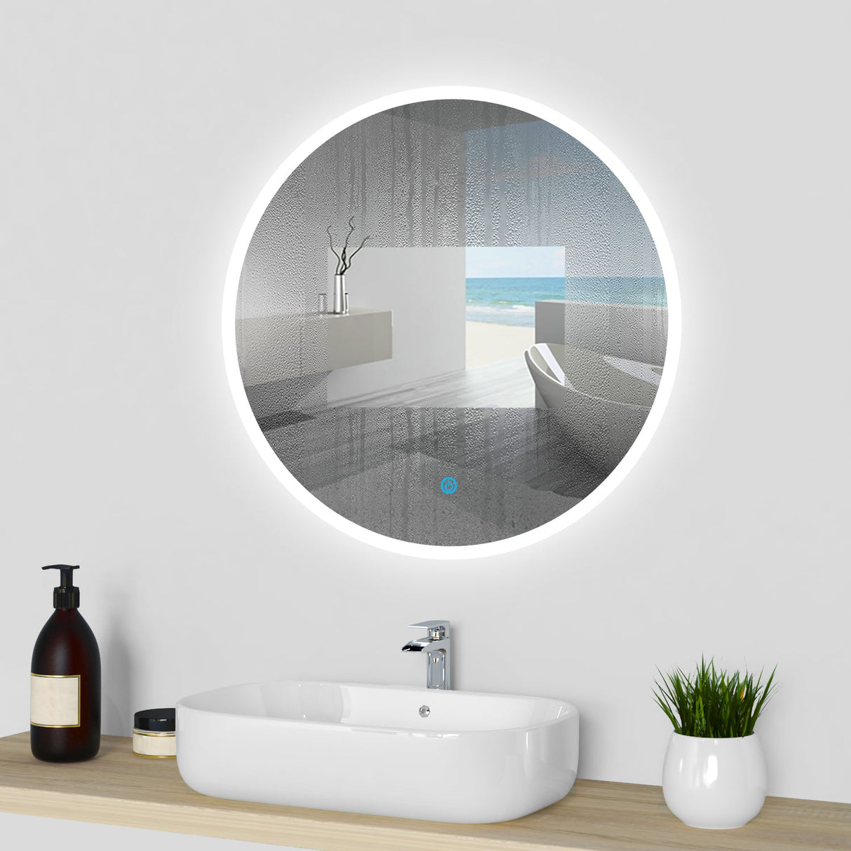 Modern Splash LED Round Mirror