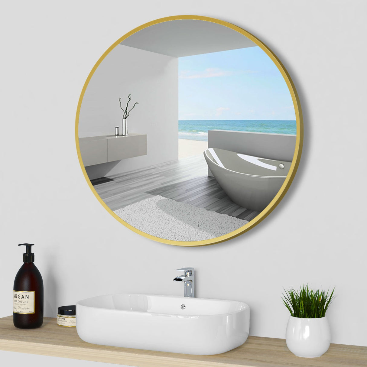 Modern Splash Round Mirror