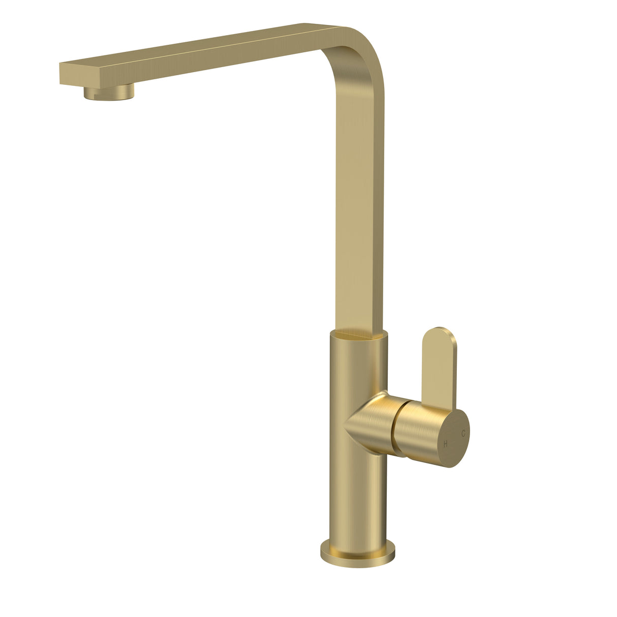 Modern Splash Churni Brushed Brass Square Kitchen Mono Basin Mixer Single Lever