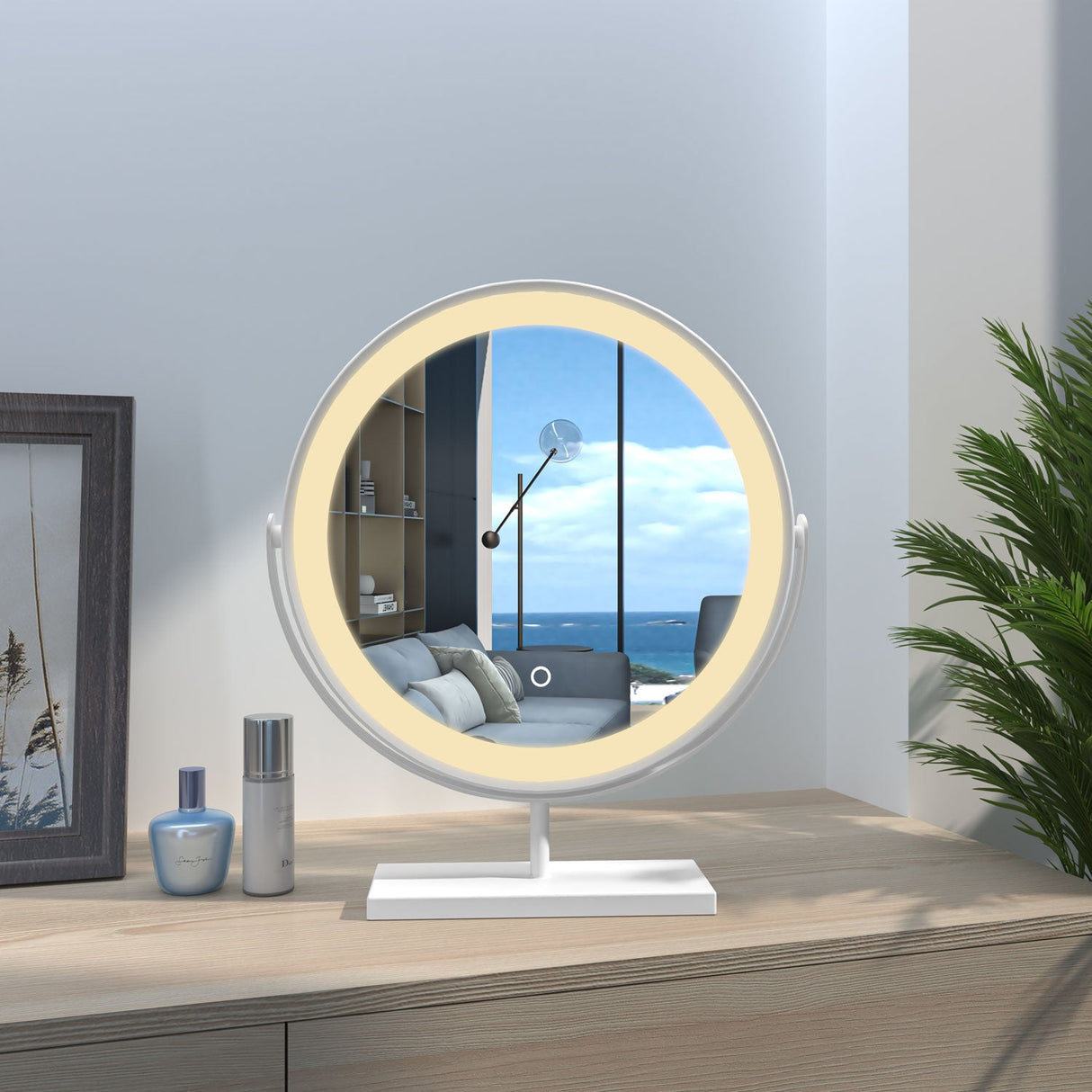 Modern Splash Round LED Mirror
