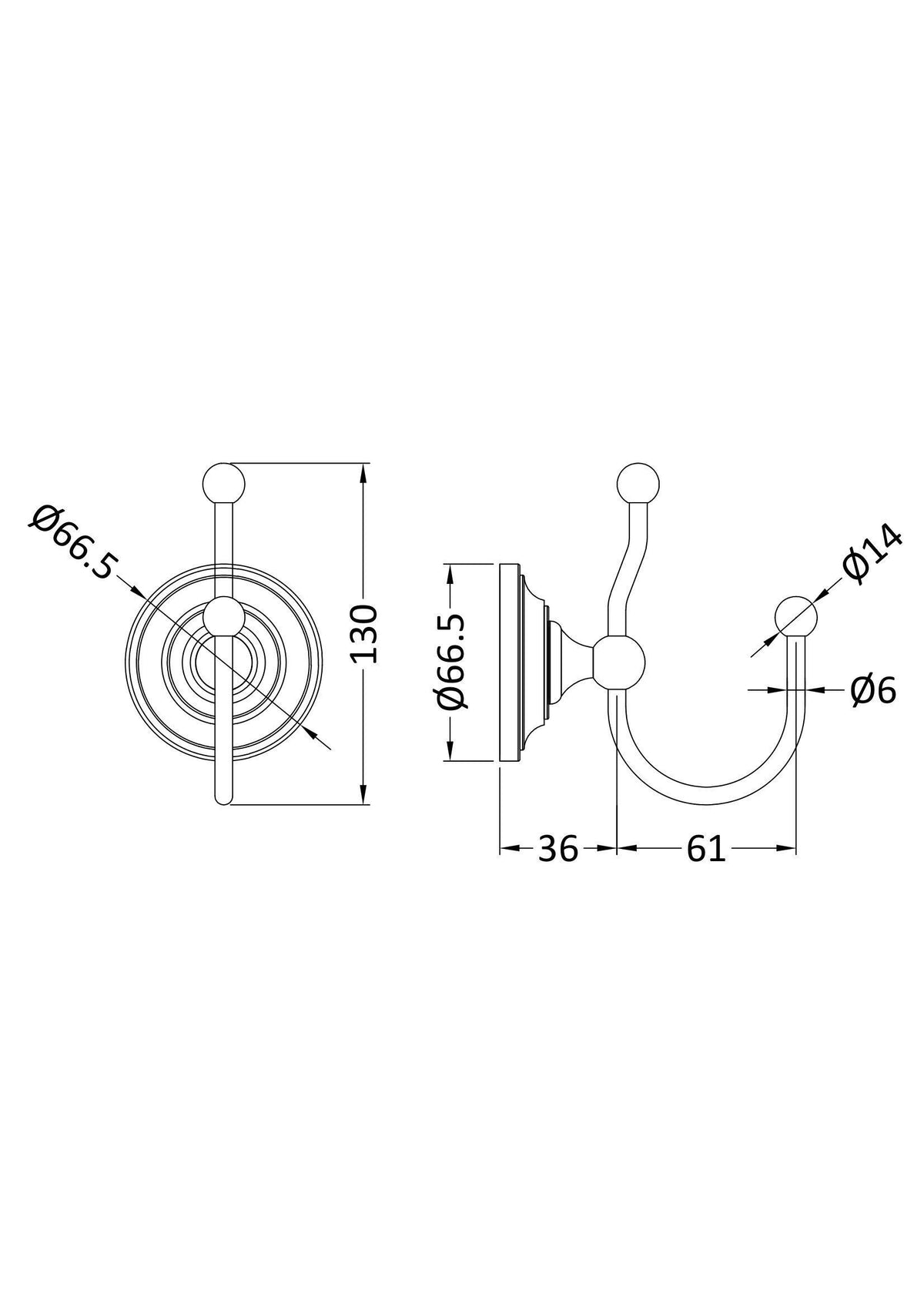 Modern Splash Chrome Double Robe Hook