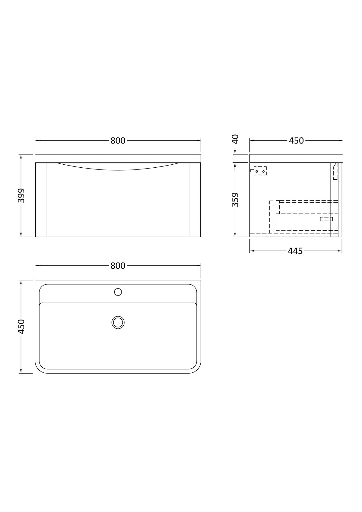 Modern Splash 800mm Satin Green 1 Drawer Wall Hung Vanity Unit With Polymarble Basin