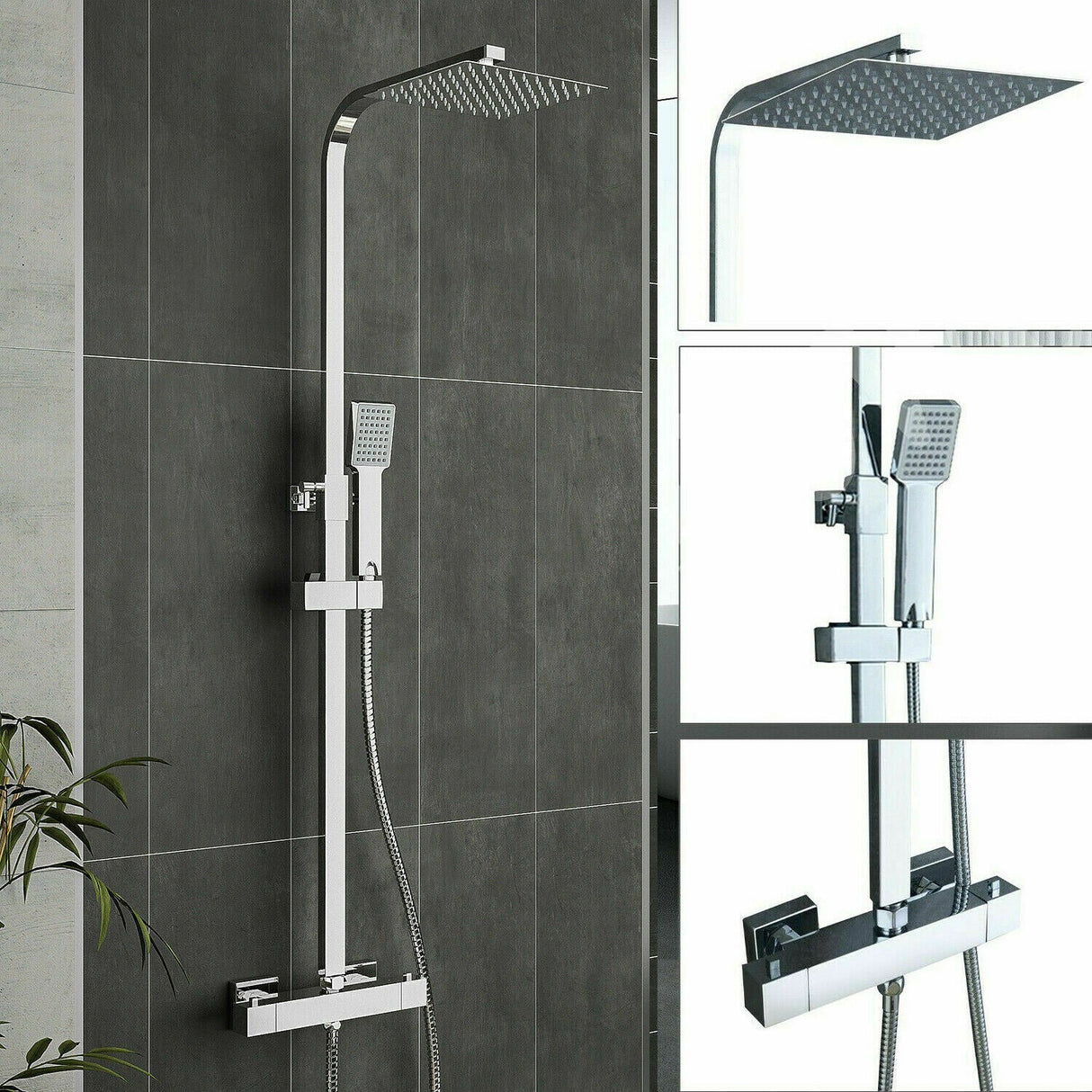 Modern Splash Chrome Thermostatic Shower Set-H-17