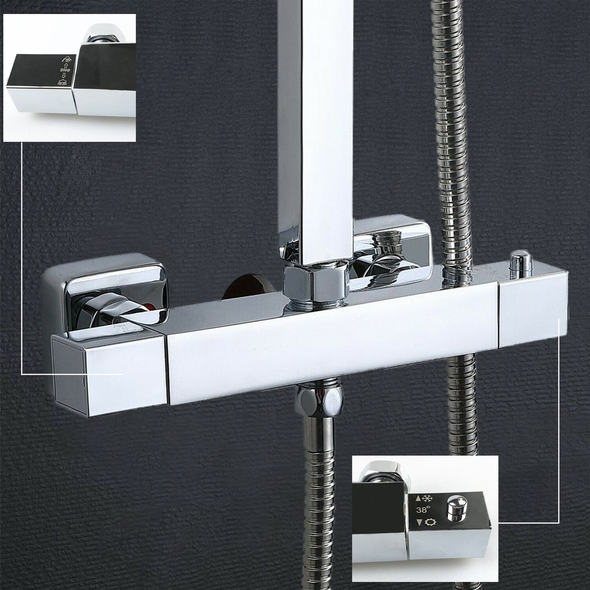 Modern Splash Chrome Thermostatic Shower Set-H-17